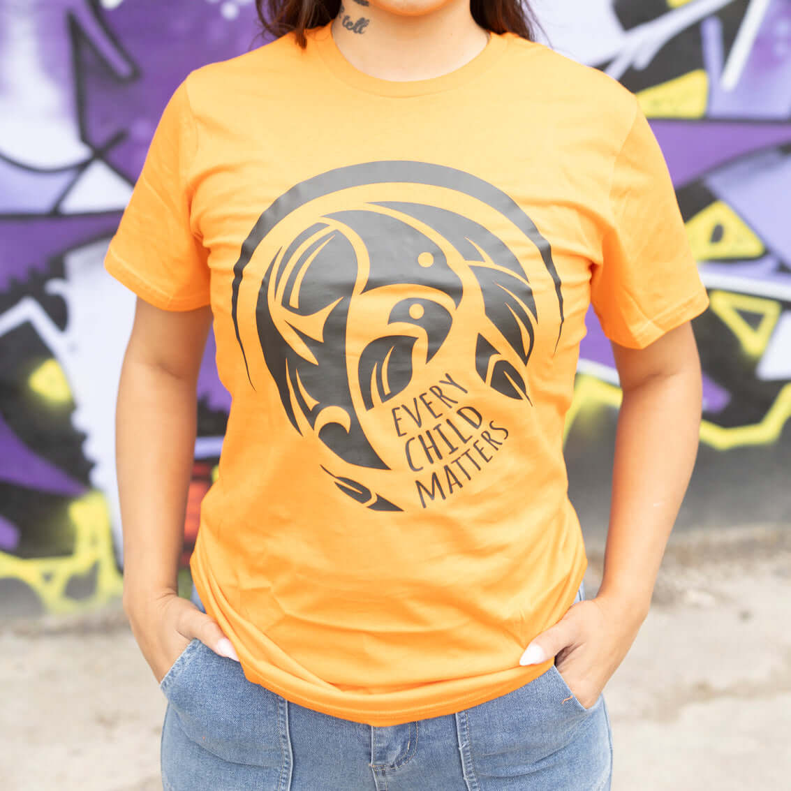 Every Child Matters orange tee made from ringspun cotton, promoting Indigenous awareness and healing.