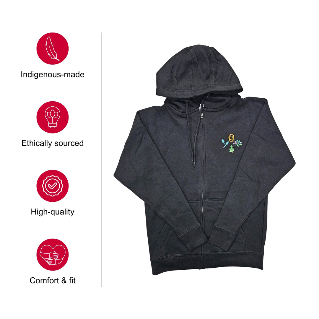 Protection Path Emboidered Zip-Up Hoodie