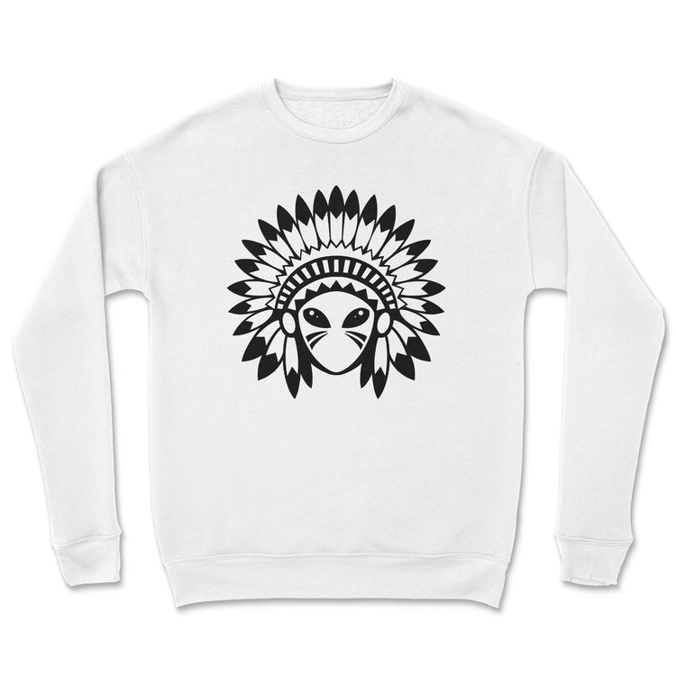 White sweatshirt with a black decorative design on a white background